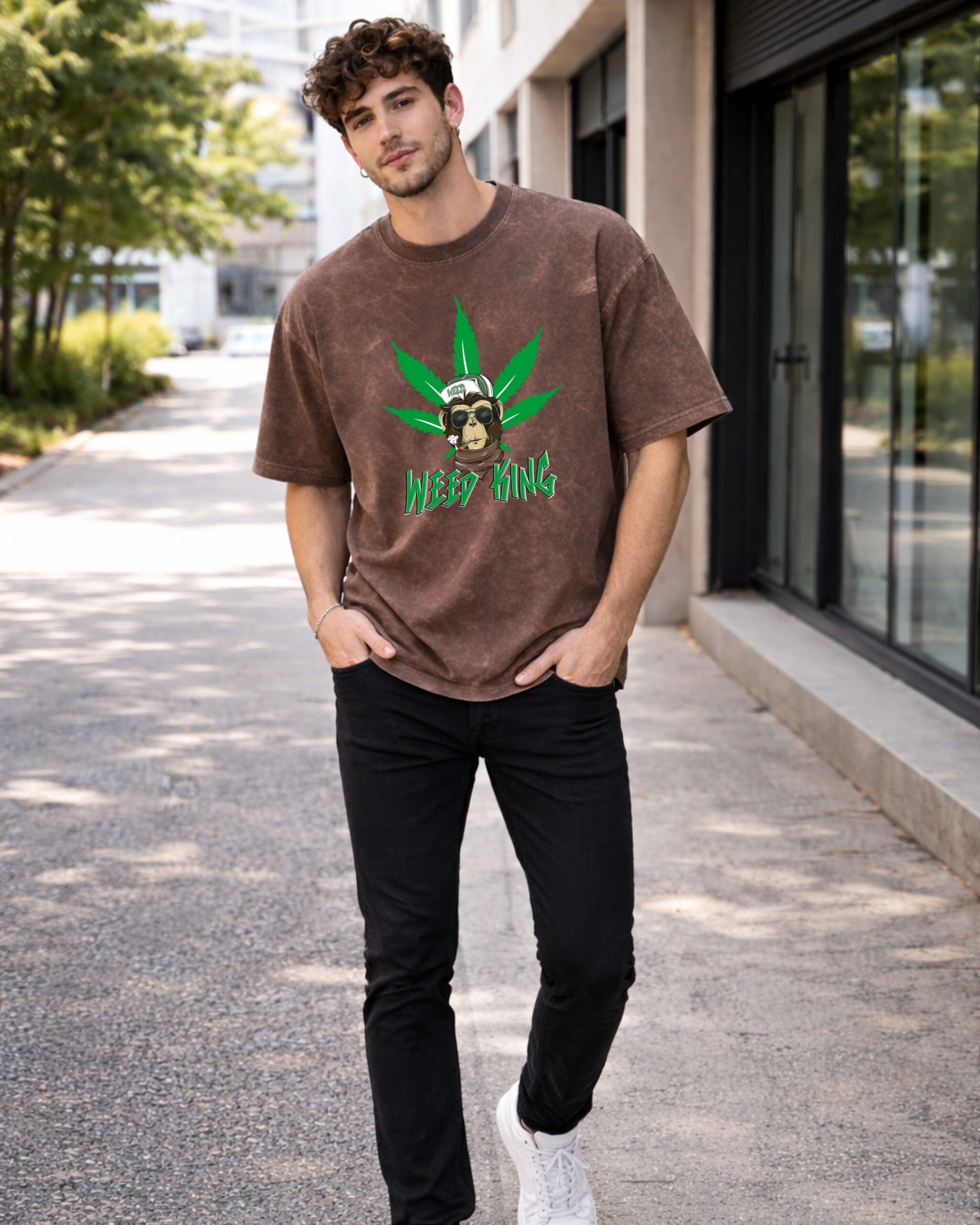 Men’s Acid Wash Oversized Black T-Shirt with  – Premium Cotton Streetwear | Baggy Fit Graphic Printed T Shirt for Men