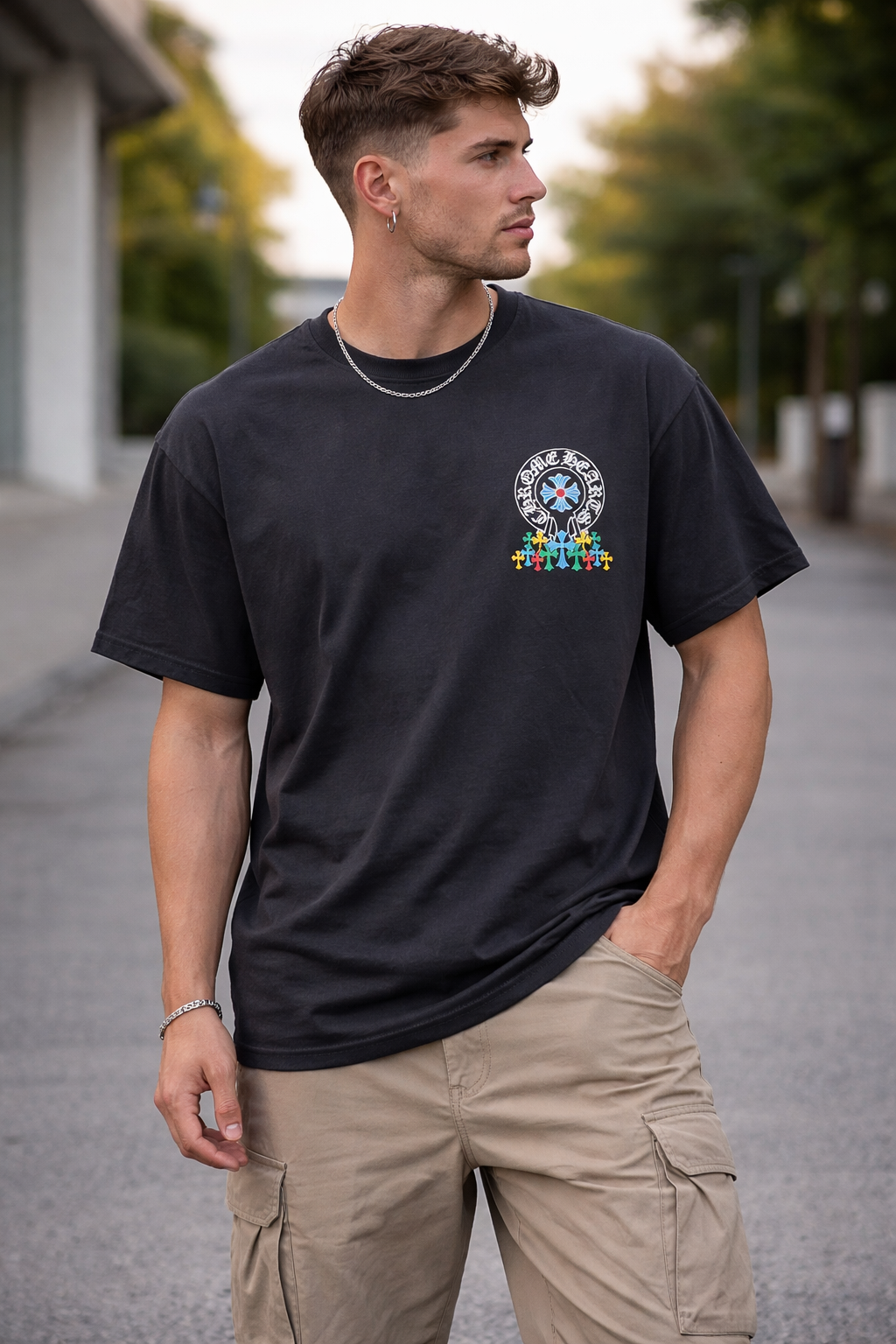 Men’s Oversized Black T-Shirt with Gothic Cross Back Print – Premium Cotton Streetwear | Baggy Fit Graphic Printed T Shirt for Men (Copy) (Copy) (Copy) (Copy) (Copy)