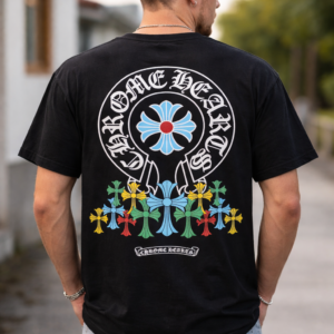 Men’s Oversized Black T-Shirt with Gothic Cross Back Print – Premium Cotton Streetwear | Baggy Fit Graphic Printed T Shirt for Men