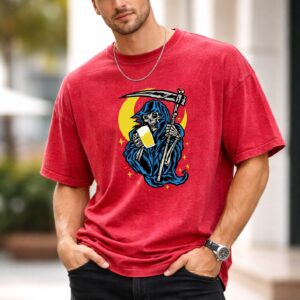 Men’s Oversized Khankal Printed 240 GSM Acid Wash T-Shirt – Premium Cotton Streetwear | Baggy Fit Graphic Printed Tee for Men