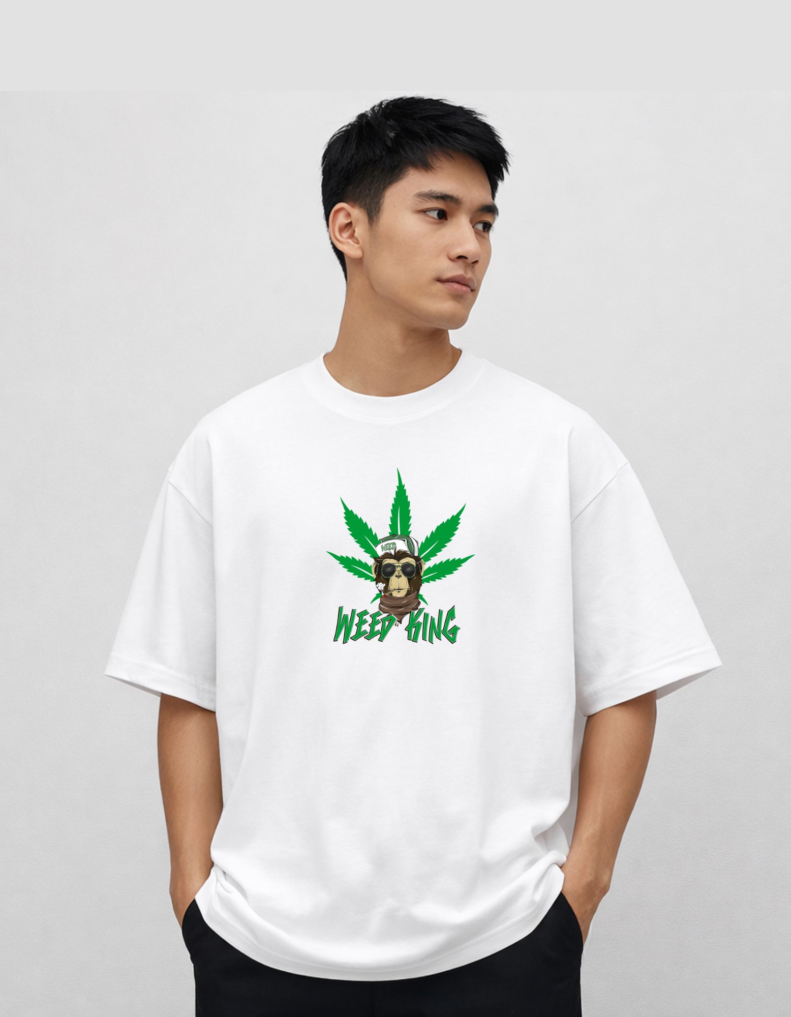 Mr King Printed Oversized T-Shirt 180 GSM Cotton | Drop Shoulder Graphic Tee for Men | Hoffbuddy