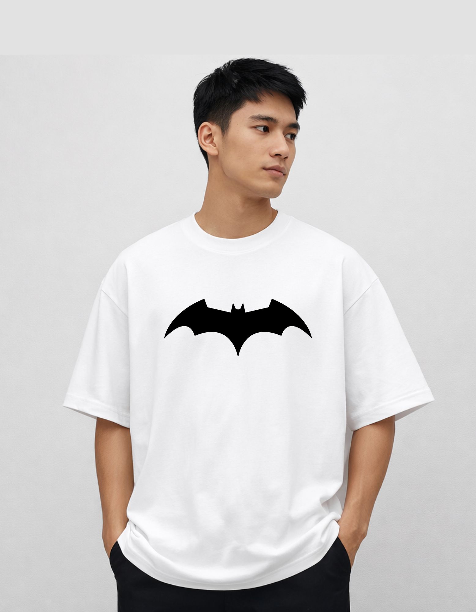 Batman Printed Oversized T-Shirt 180 GSM Cotton | Drop Shoulder Superhero Graphic Tee for Men | Hoffbuddy