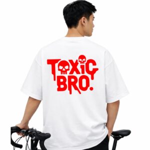 Toxic Bro Printed Oversized Drop Shoulder T-Shirt | 180 GSM Bio Wash Cotton | Trendy Streetwear