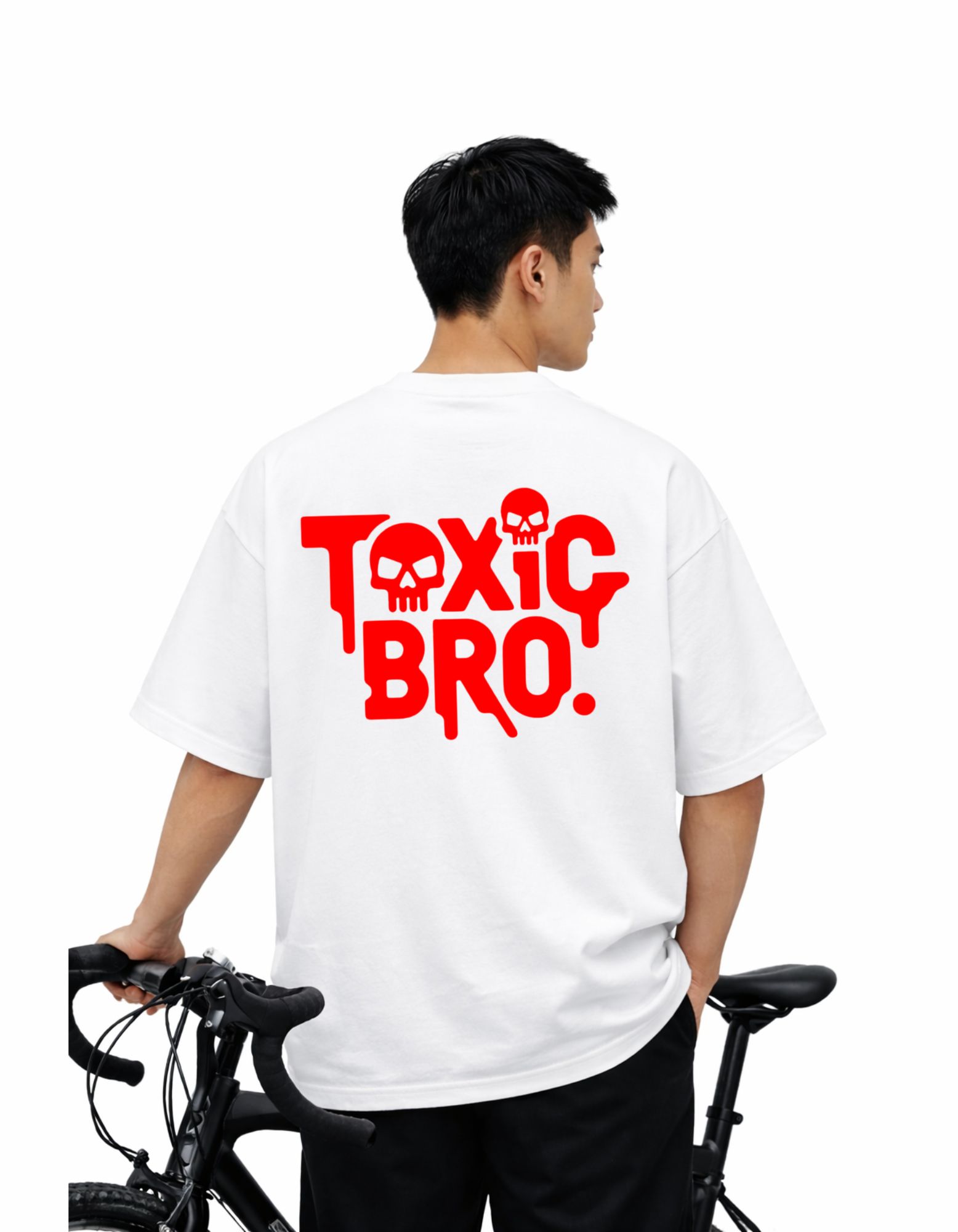 Toxic Bro Printed Oversized Drop Shoulder T-Shirt | 180 GSM Bio Wash Cotton | Trendy Streetwear
