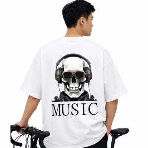 Music Printed Oversized Drop Shoulder T-Shirt | 180 GSM Bio Wash Cotton | Trendy Streetwear