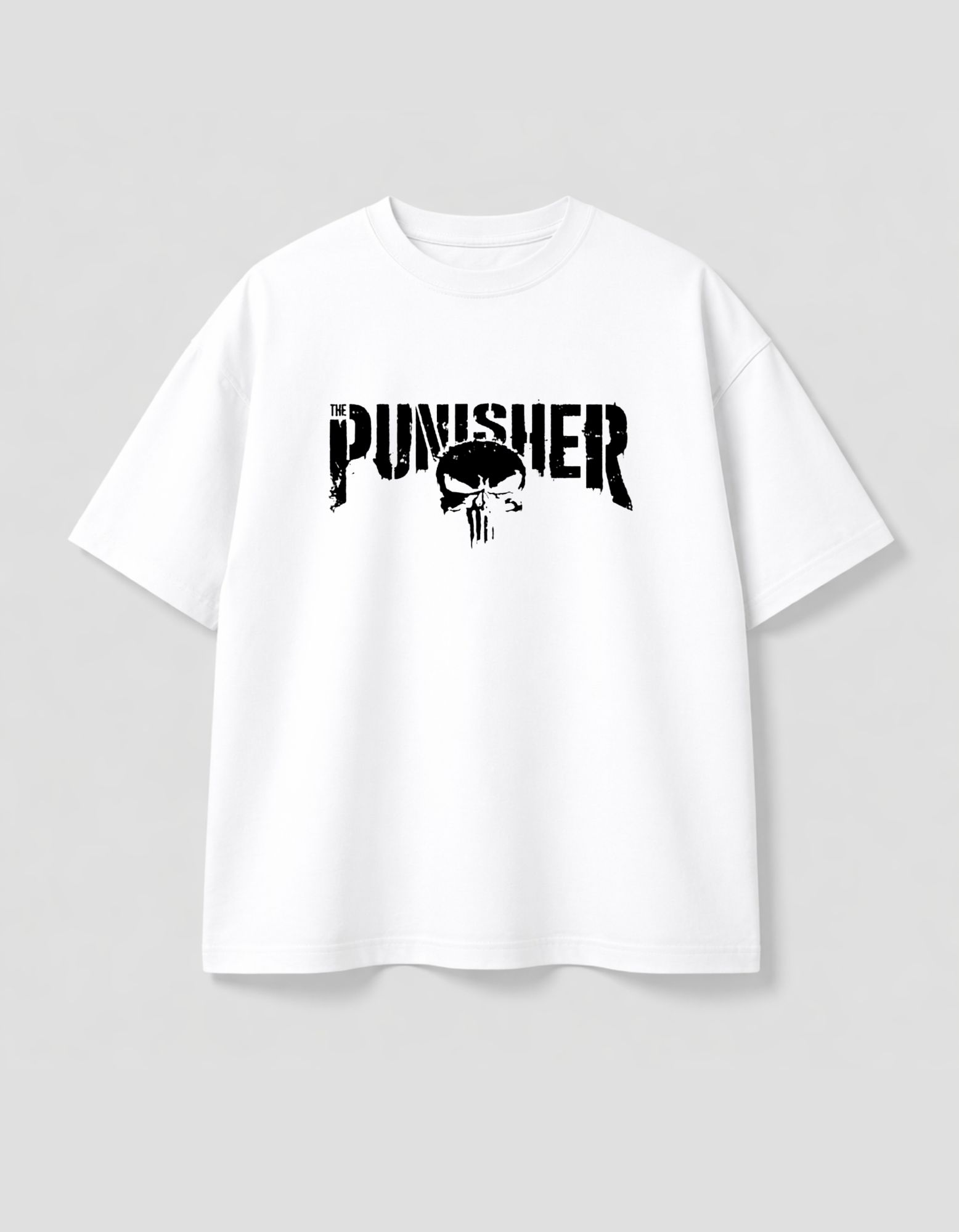 Punisher Printed Oversized Drop Shoulder T-Shirt | 180 GSM Bio Wash Cotton | Premium Streetwear