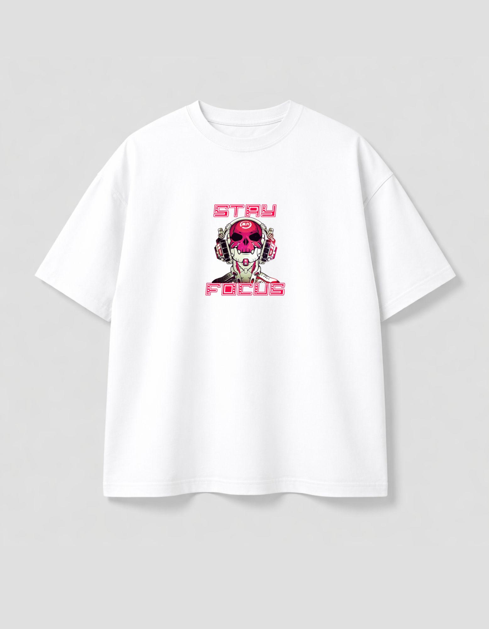 Stay Focused Printed Oversized T-Shirt 180 GSM Cotton | Drop Shoulder Motivational Graphic Tee for Men | Hoffbuddy