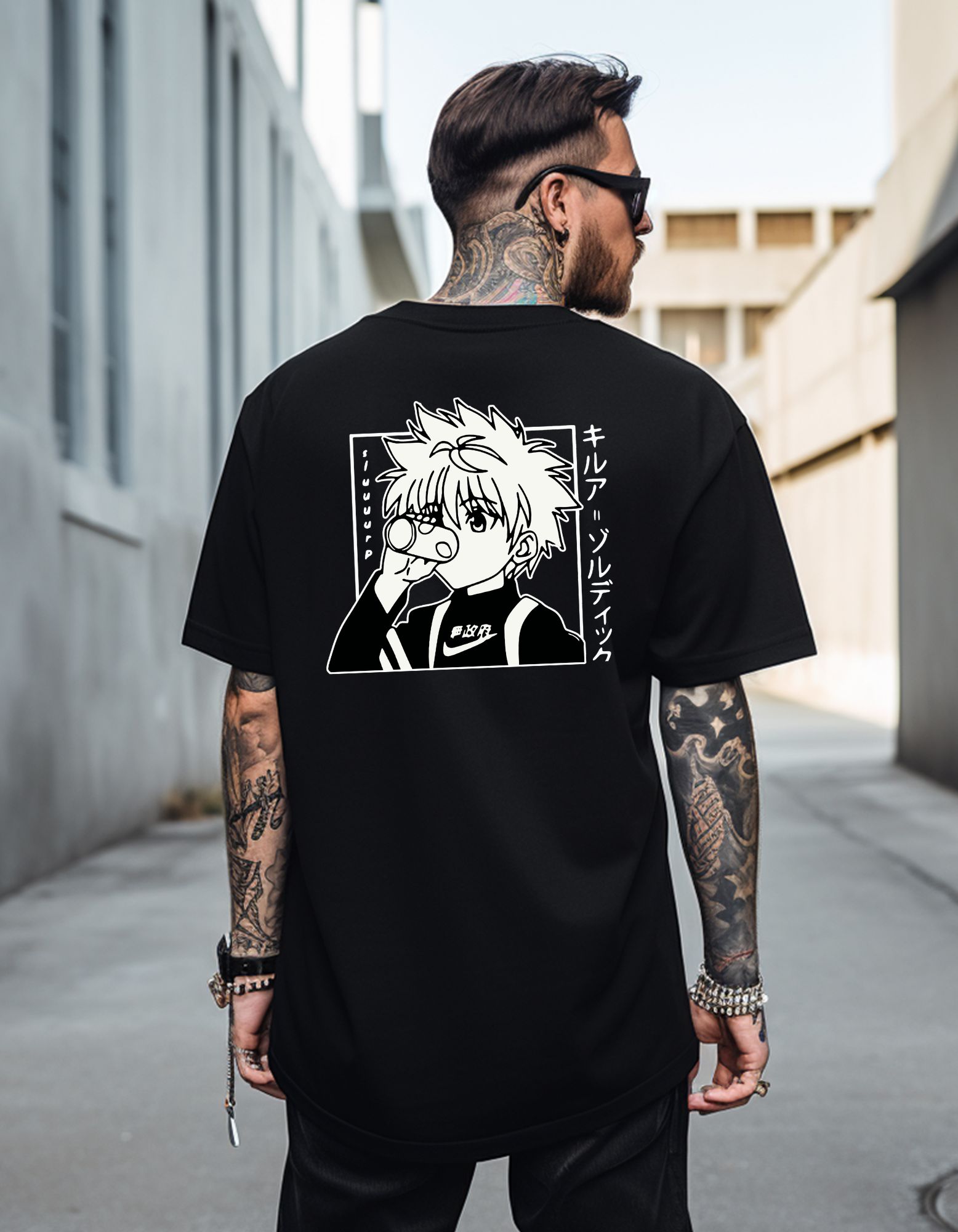 Hunter X Printed Oversized T-Shirt 180 GSM Biowash Cotton | Drop Shoulder Anime Graphic Tee for Men | Hoffbuddy