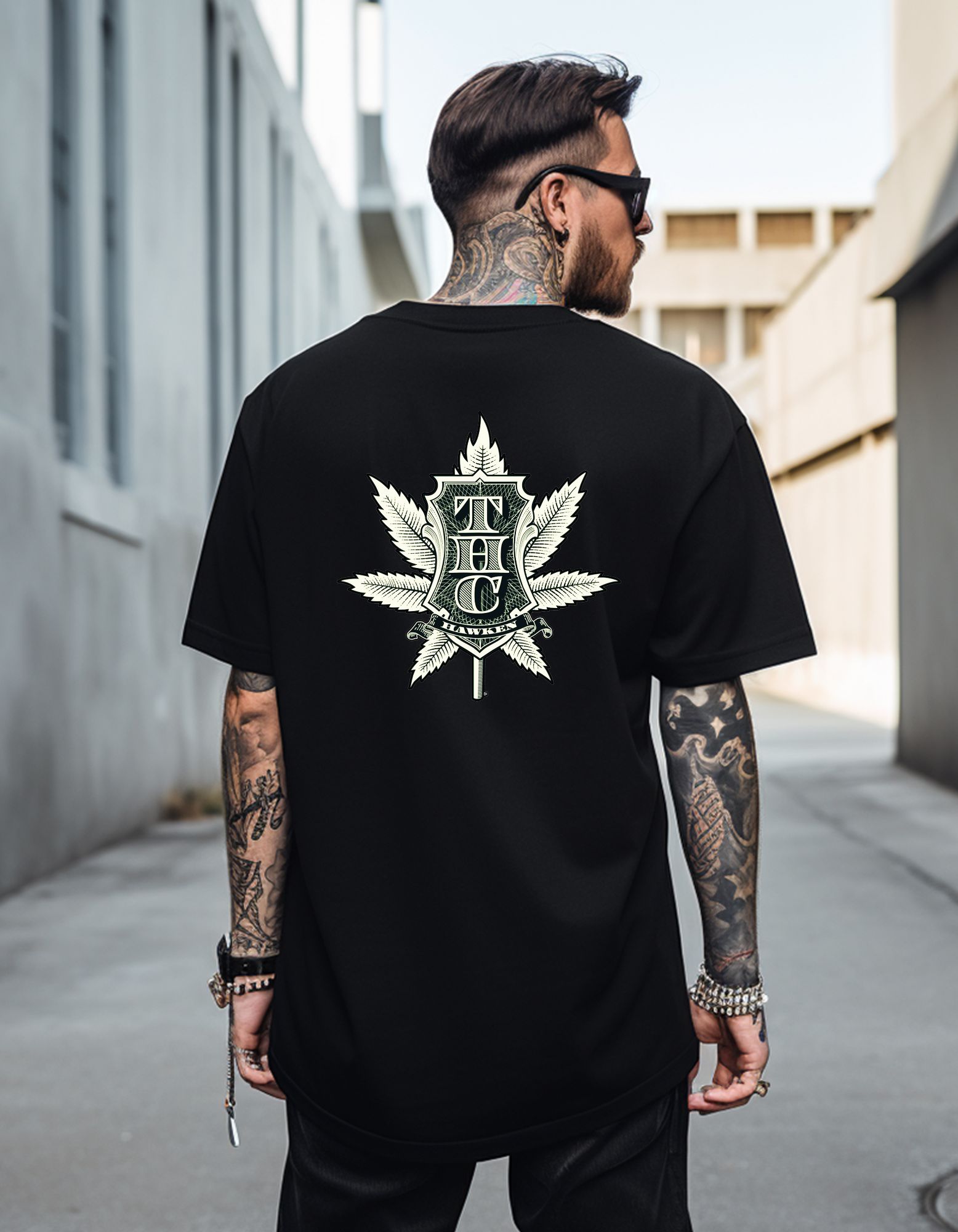 THC Printed Oversized T-Shirt 180 GSM Biowash Cotton | Drop Shoulder Graphic Tee for Men | Hoffbuddy