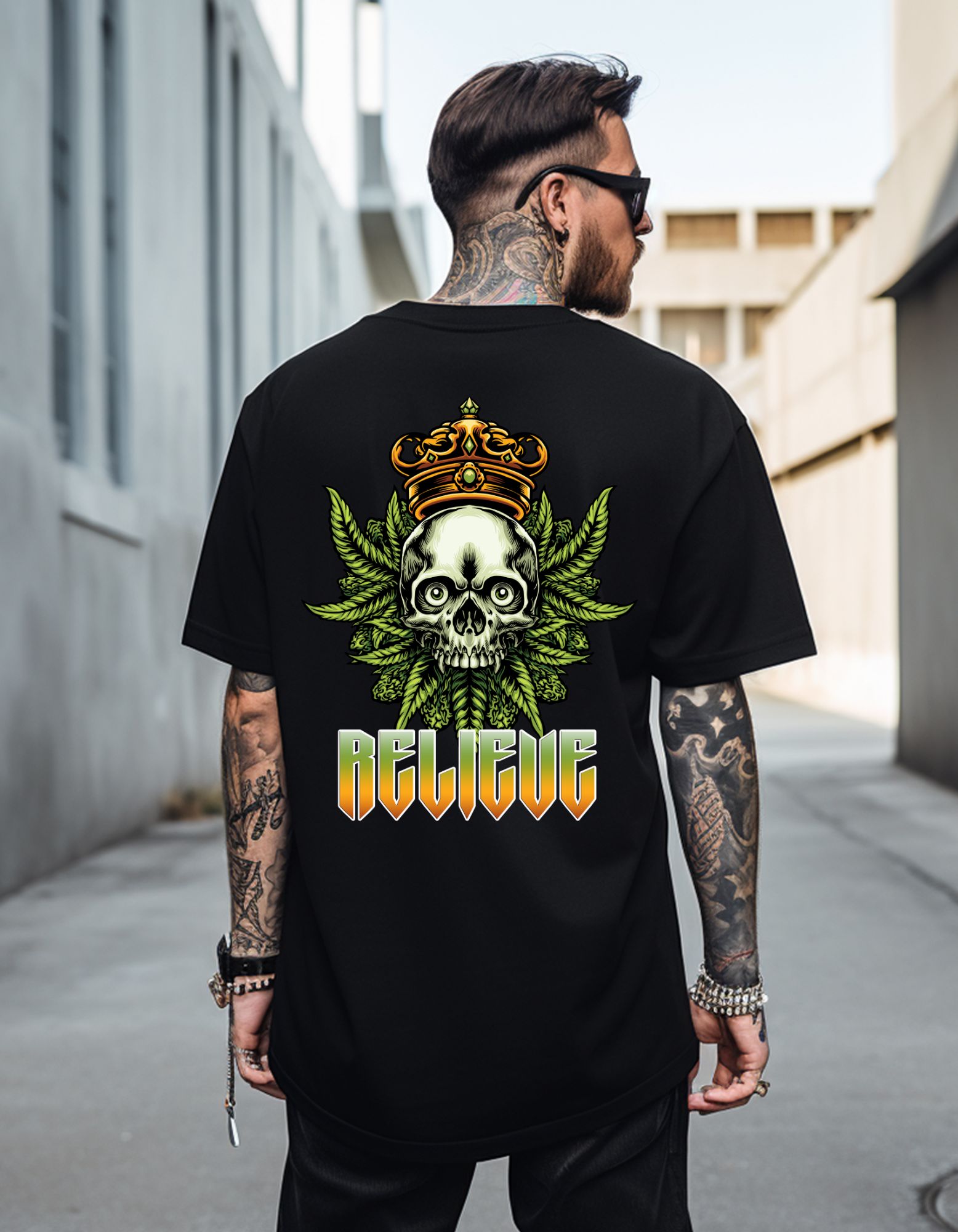 Relive Printed Oversized T-Shirt 180 GSM Cotton | Drop Shoulder Graphic Tee for Men | Hoffbuddy