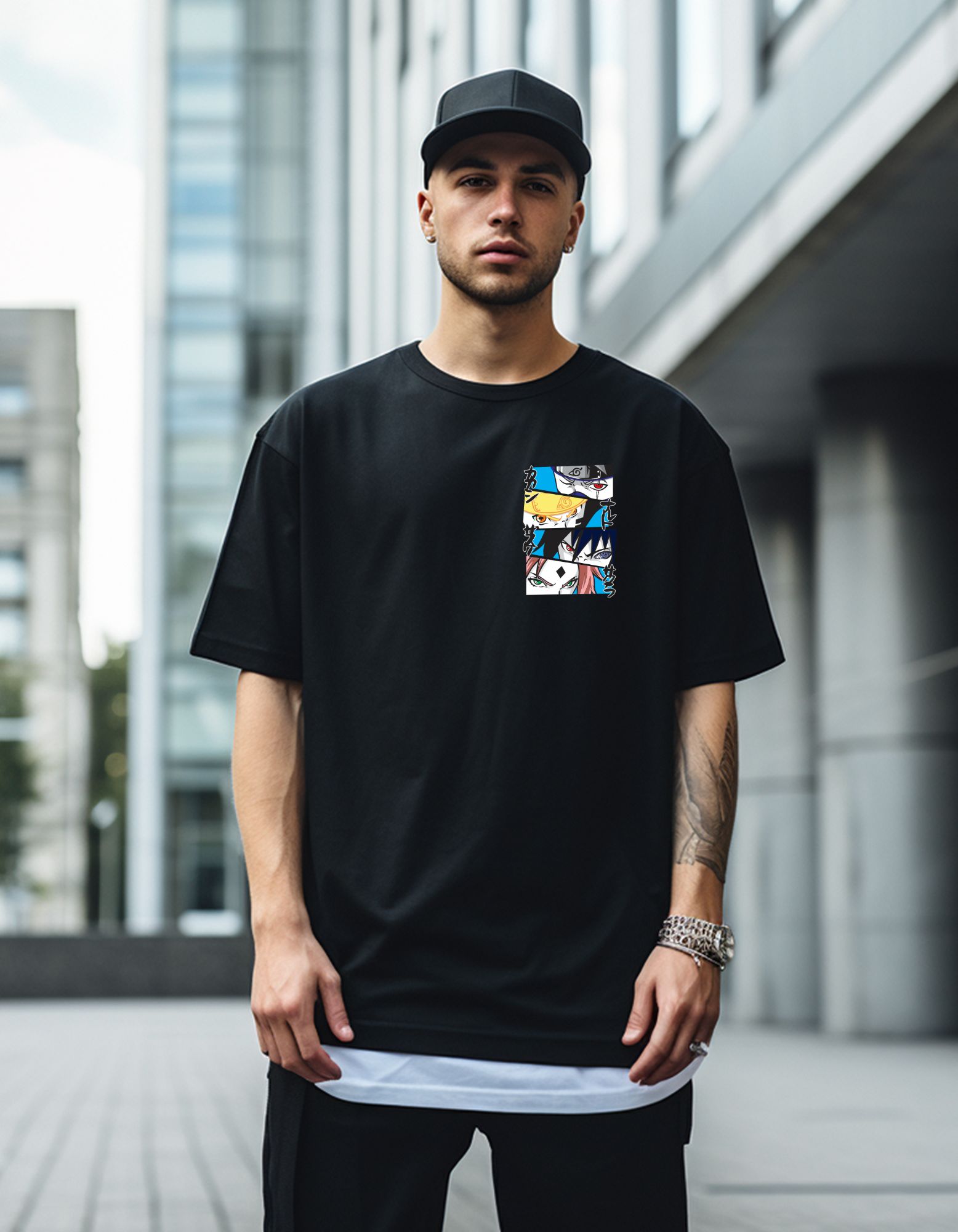 Super Hero Eye Printed Oversized T-Shirt 180 GSM Cotton | Drop Shoulder Graphic Tee for Men | Hoffbuddy