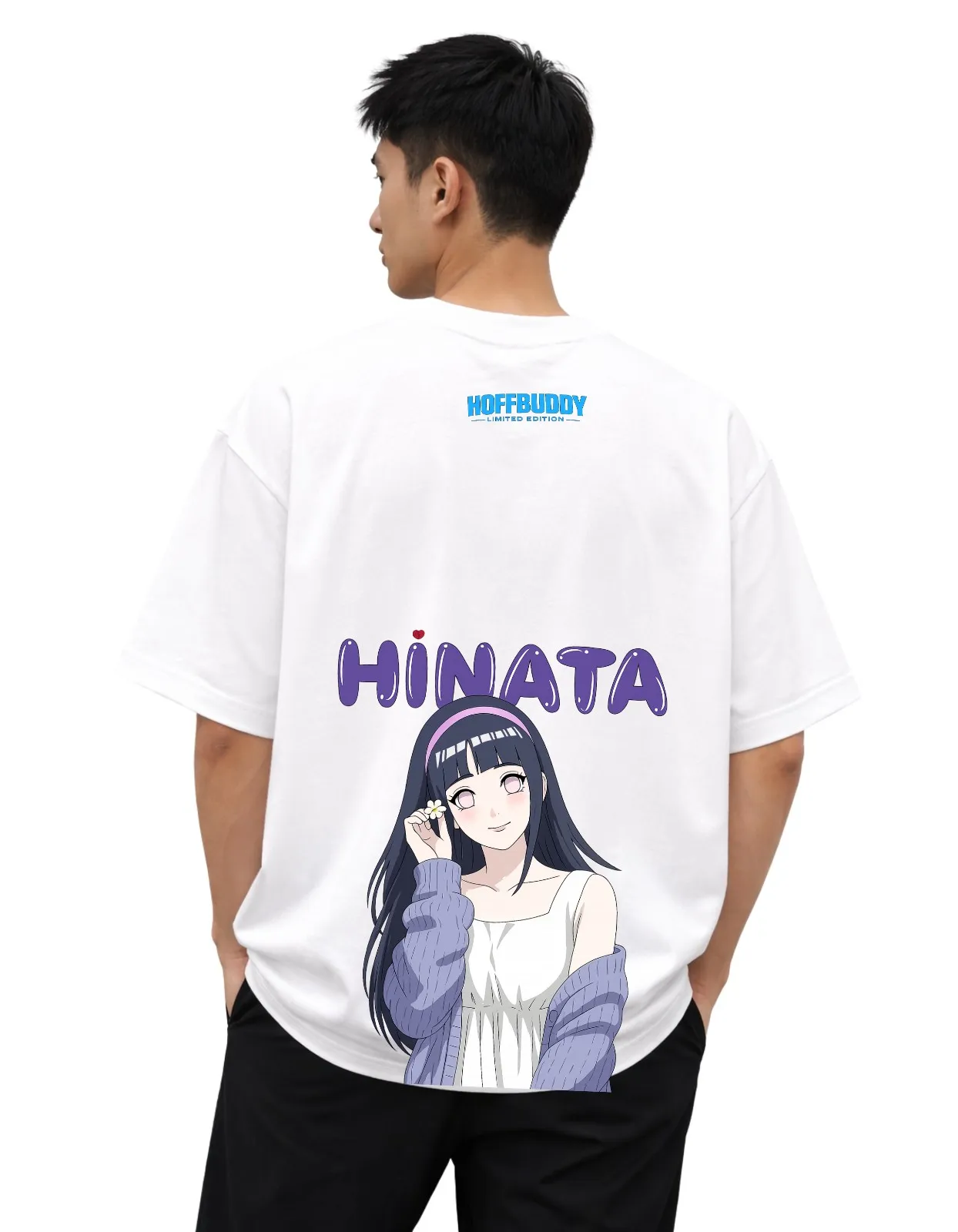 Men’s Oversized HINATA Printed 180 GSM Cotton T-Shirt – Premium Quality Round Neck Casual Graphic Tee | Soft & Breathable Streetwear