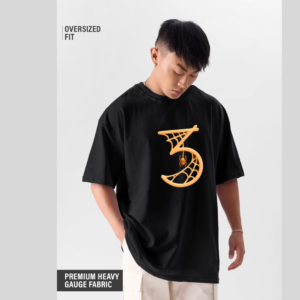 Men’s Oversized Black T-Shirt with Gothic Cross Back Print – Premium Cotton Streetwear | Baggy Fit Graphic Printed T Shirt for Men