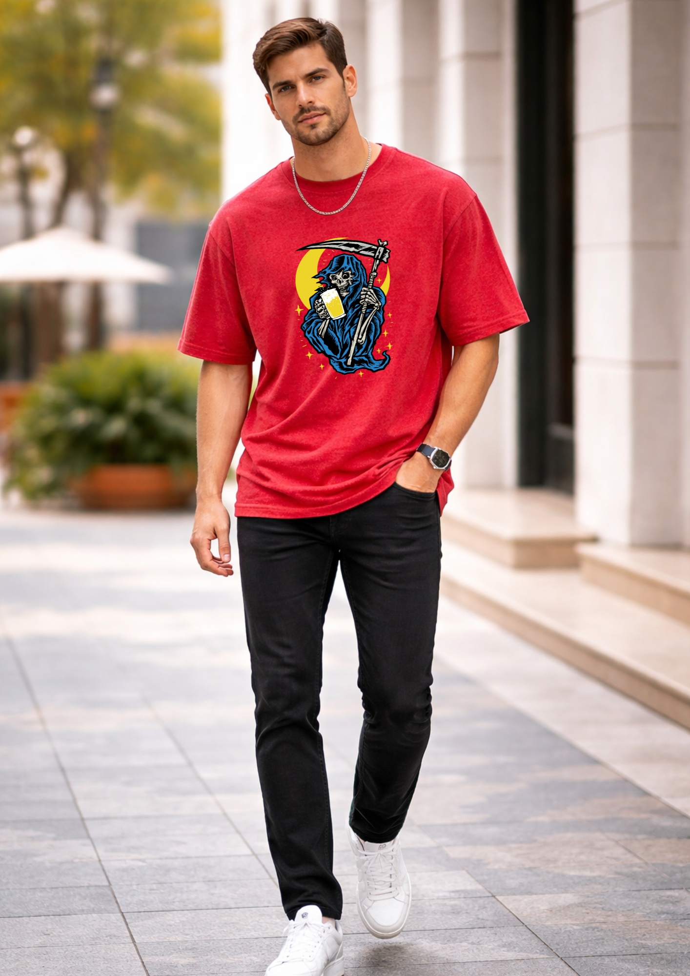 Men’s Oversized Khankal Printed 240 GSM Acid Wash T-Shirt – Premium Cotton Streetwear | Baggy Fit Graphic Printed Tee for Men