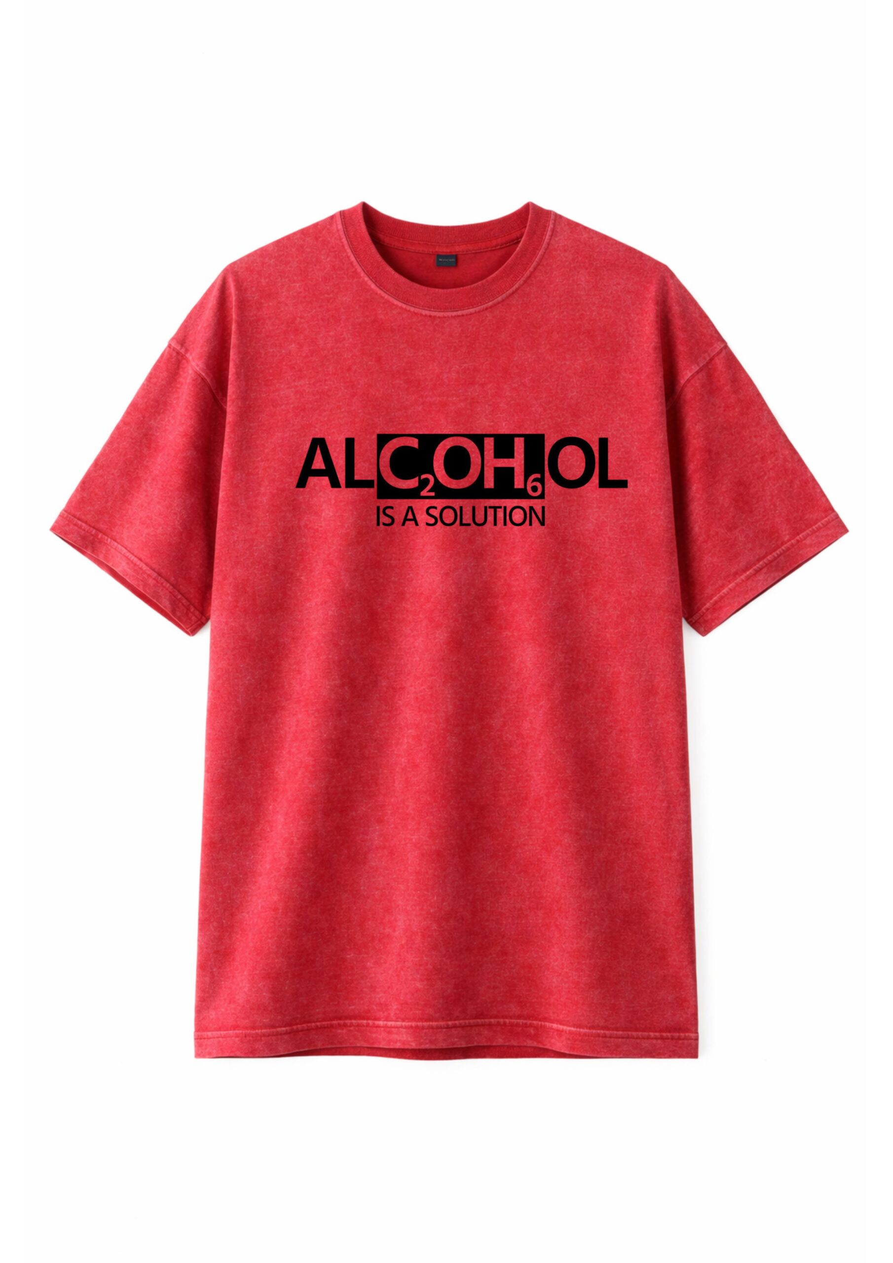 Men’s Oversized Alcohol Printed 240 GSM Acid Wash T-Shirt – Premium Cotton Streetwear | Baggy Fit Graphic Tee for Men