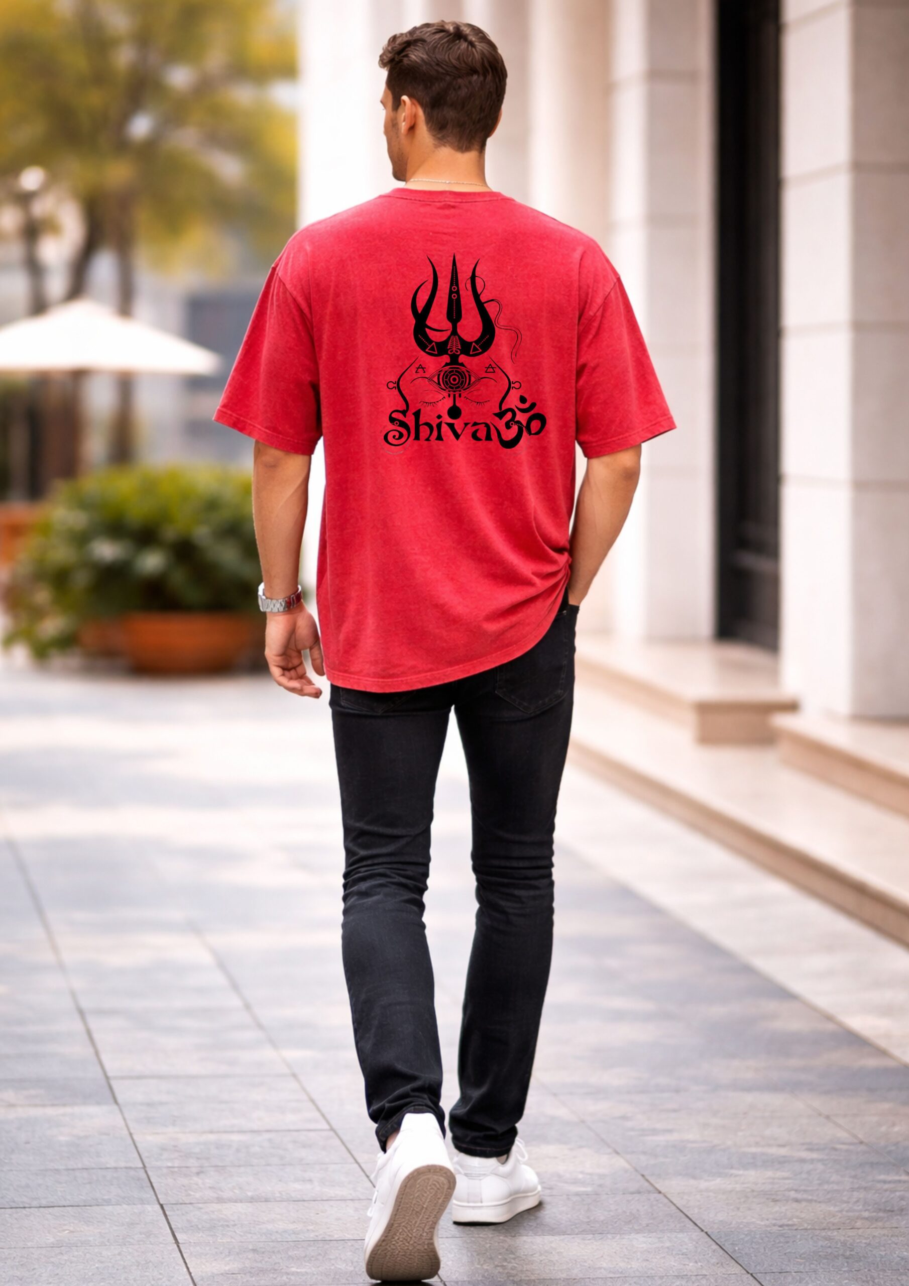 Men’s Oversized 240 GSM Shiva Printed Acid Wash T-Shirt  – Premium Cotton Streetwear | Baggy Fit Graphic Printed T Shirt for Men