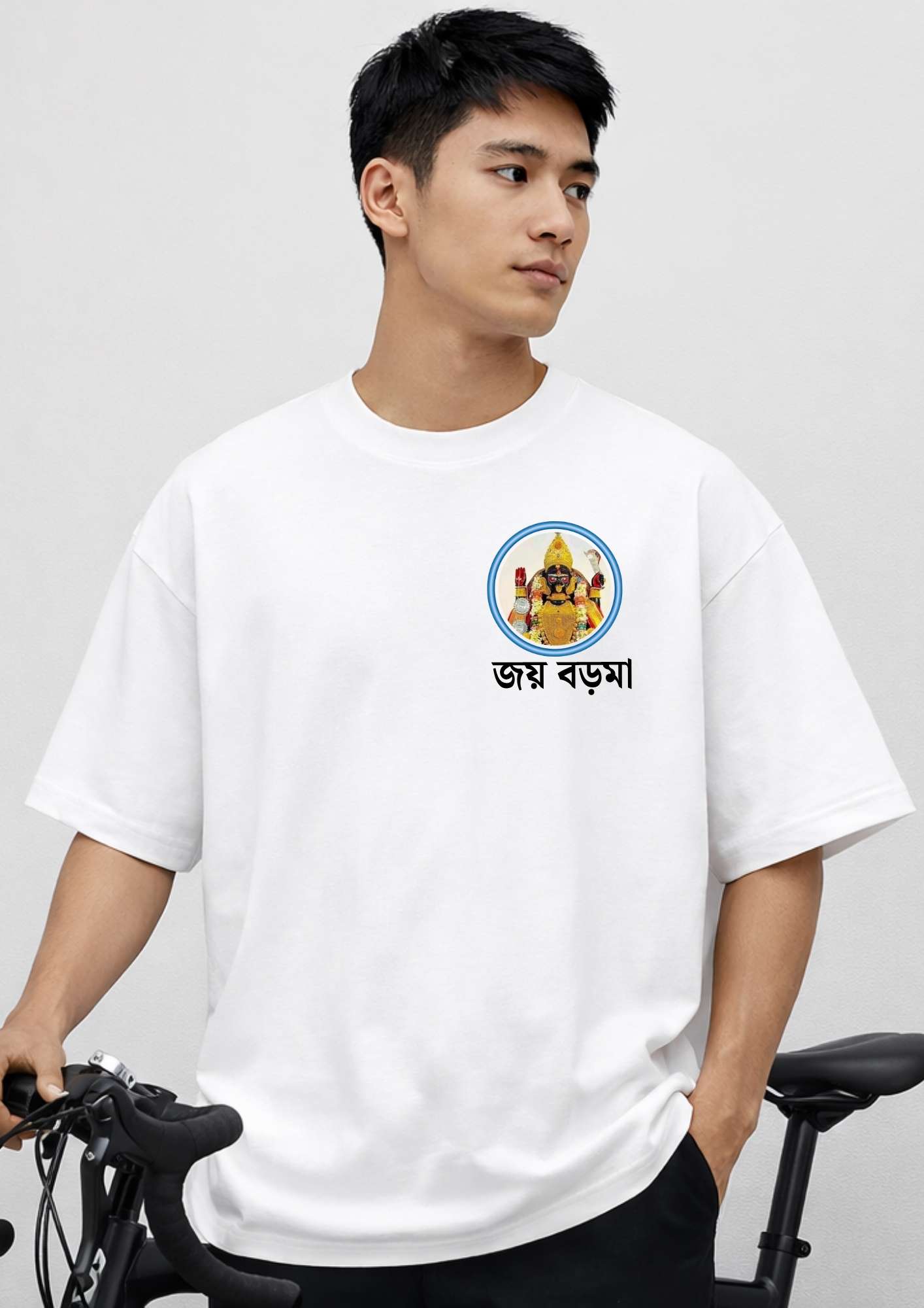 Men’s Oversized 240 GSM Adiyogi Printed T-Shirt – Premium Cotton Baggy Fit Streetwear | Graphic Shiva Print Round Neck Tee