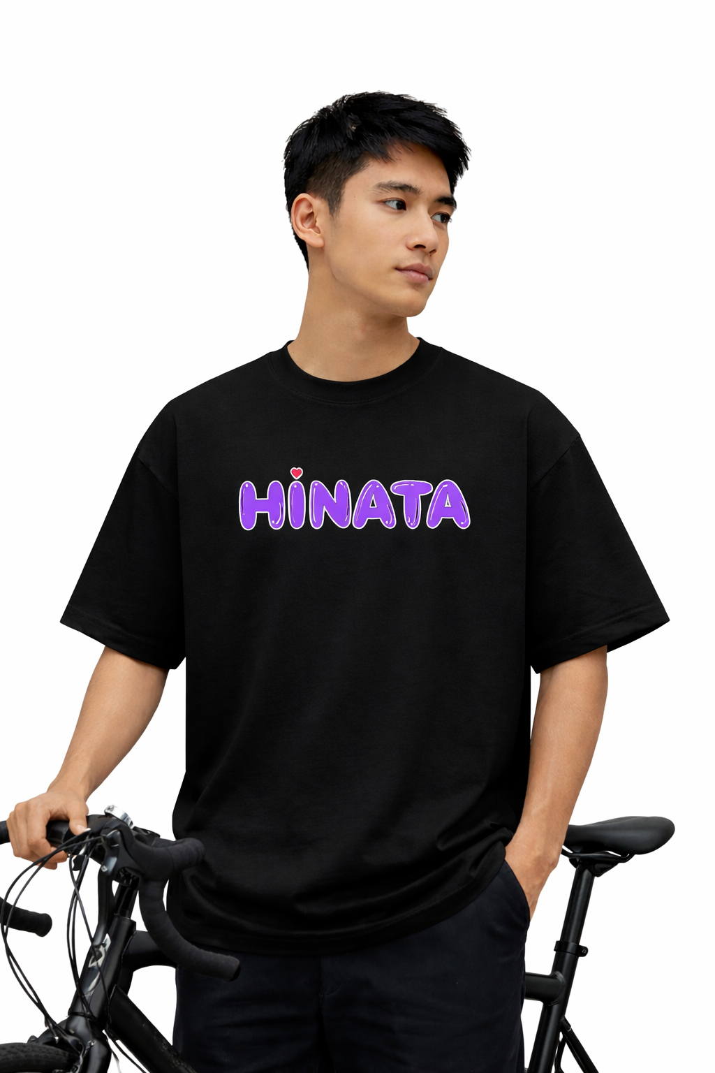 Men’s Oversized HINATA Printed 180 GSM Cotton T-Shirt – Premium Quality Round Neck Casual Graphic Tee | Soft & Breathable Streetwear