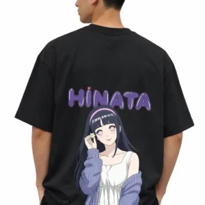 Men’s Oversized HINATA Printed 180 GSM Cotton T-Shirt – Premium Quality Round Neck Casual Graphic Tee | Soft & Breathable Streetwear