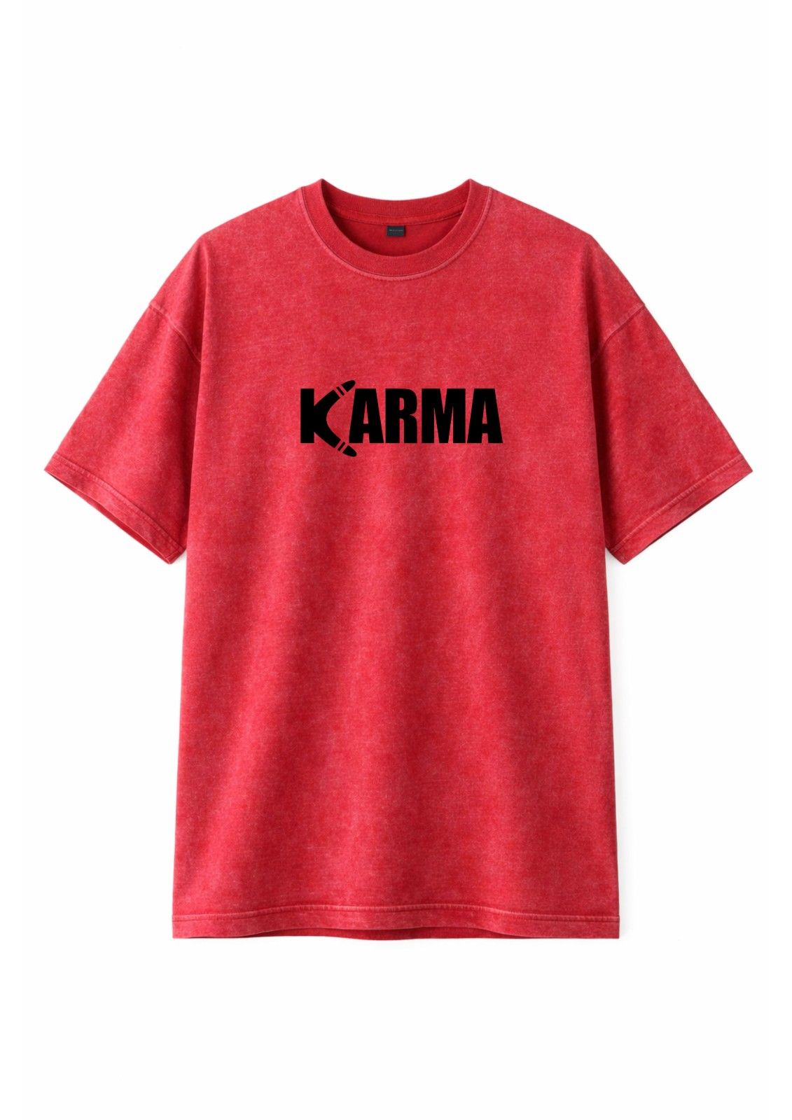 Men’s Oversized KARMA Printed 240 GSM Acid Wash T-Shirt – Premium Cotton Streetwear | Baggy Fit Graphic Tee for Men