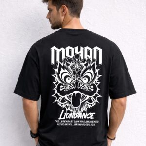 LYNONCE Printed Oversized T-Shirt for Men | 180 GSM Premium Cotton | Drop Shoulder Baggy Fit | Bio-Wash Graphic Tee